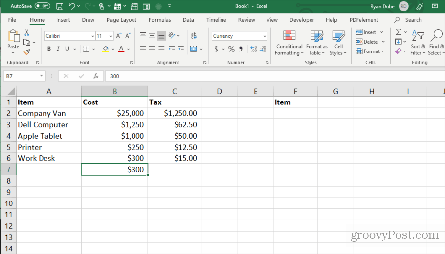 usando control-d en excel