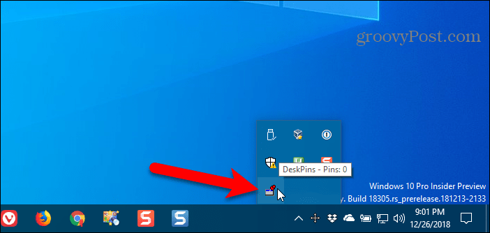 Haga clic en el icono DeskPins en la bandeja del sistema de Windows para obtener un pin