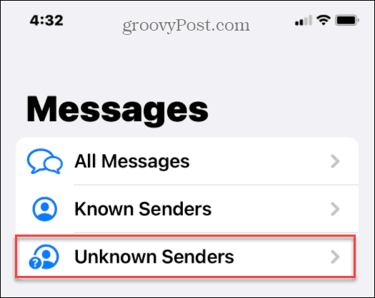 Ocultar spam de texto de remitentes desconocidos en iPhone