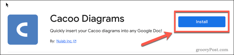 Instalación del complemento cacoo en Google Docs
