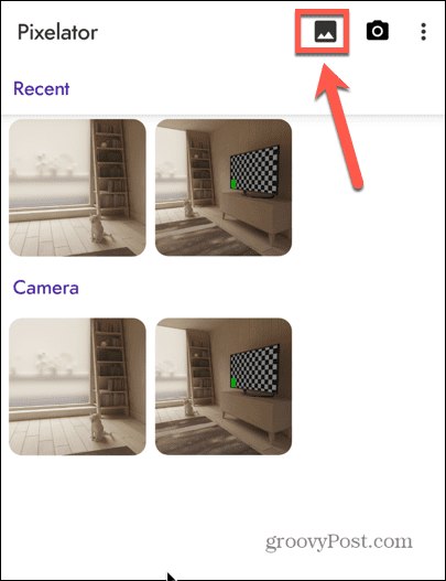Fotos de aplicación de pixelador
