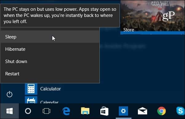 Windows 10 apagado, reinicio, hibernación y suspensión del sueño