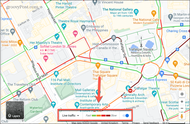 Barra de tráfico en vivo de Google Maps