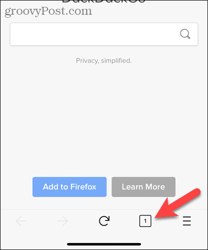 Toque el botón de pestaña en Firefox para iOS