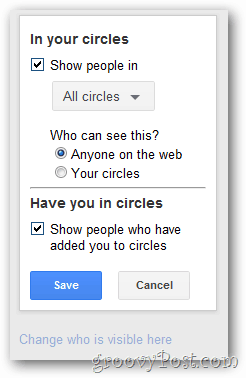 configuración de visualización del círculo de google + profile