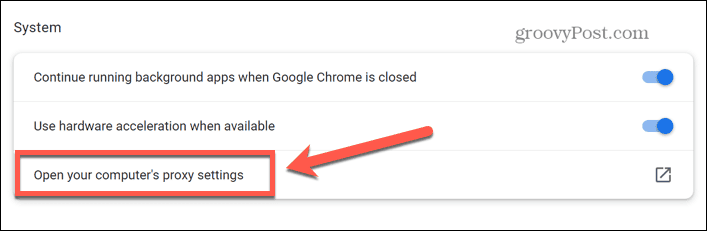 Chrome abre la configuración de proxy en tu computadora
