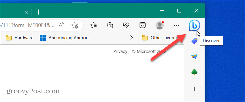 Eliminar el botón de chat de Bing de Microsoft Edge