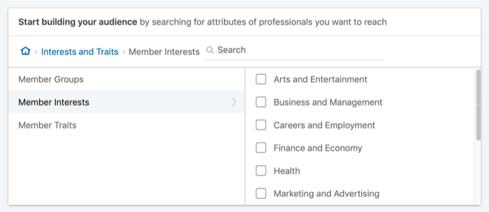 segmentar anuncios de LinkedIn por intereses de los miembros