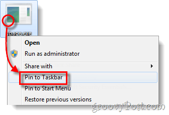 fijar el archivo exe a la barra de tareas de windows 7