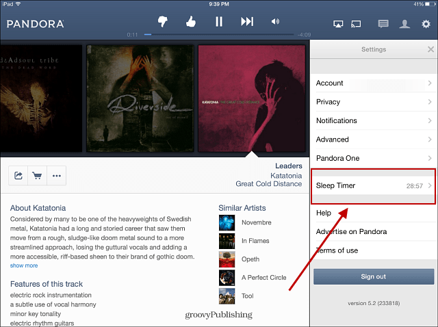 Pandora agrega la función de temporizador de apagado para iPad