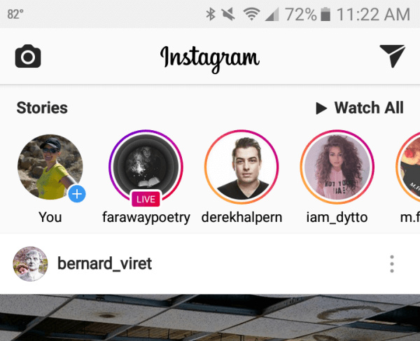 Las historias de Instagram aparecen en la parte superior de tu nuevo feed.