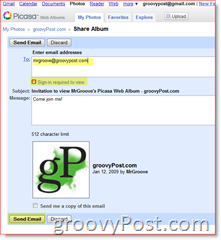 Compartir invitación para iniciar sesión Requiere álbum web de Picasa:: groovyPost.com