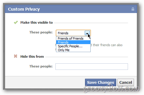 Uso compartido de privacidad personalizado para actualizaciones y fotos de Facebook