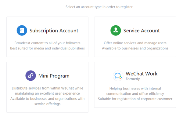 Configure WeChat para empresas, paso 2.