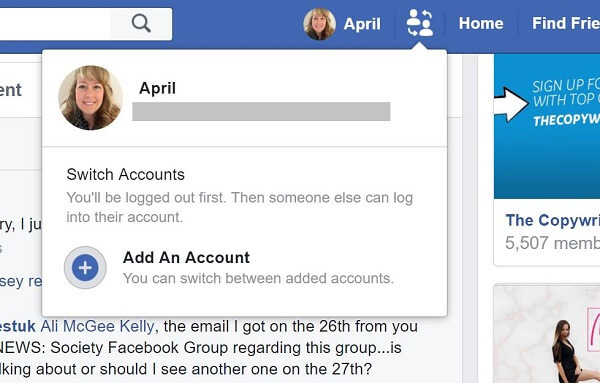 Facebook parece estar probando un botón que permite a los usuarios cambiar rápidamente entre cuentas.