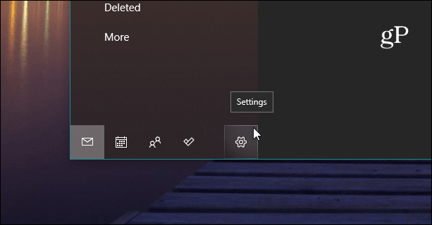 Botón de configuración de la aplicación de Windows 10 Mail