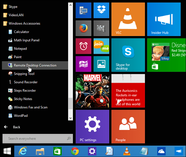 Menú de inicio de Windows 10