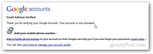 dirección de correo electrónico de la cuenta de Google verificada