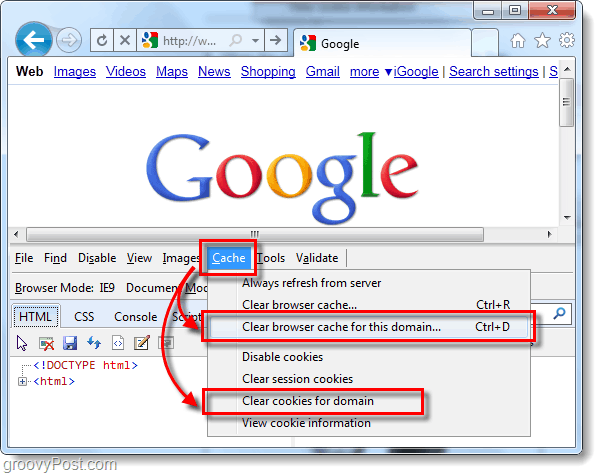 Cómo borrar el caché de Internet Explorer 9 y las cookies para sitios individuales