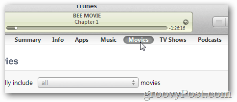 haga clic en el botón de películas en iTunes