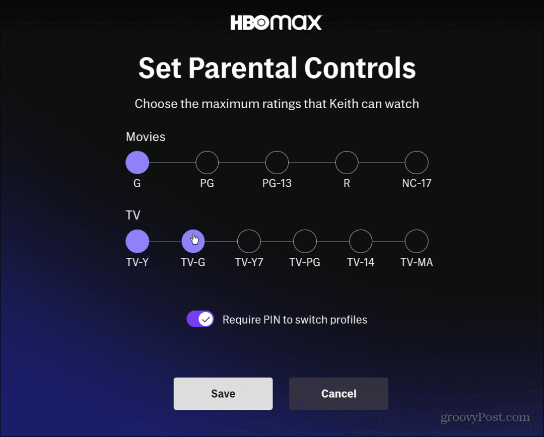 Controles parentales en HBO Max