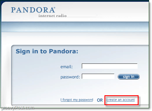 crear una cuenta de pandora