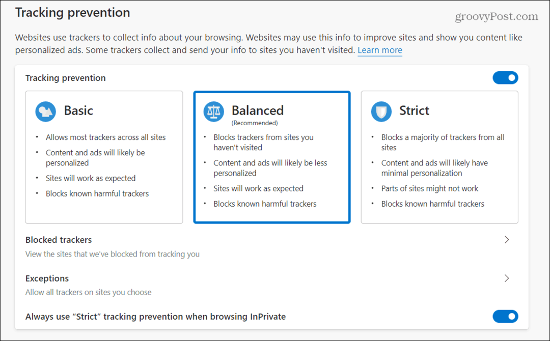 Cómo gestionar la prevención de seguimiento en Microsoft Edge