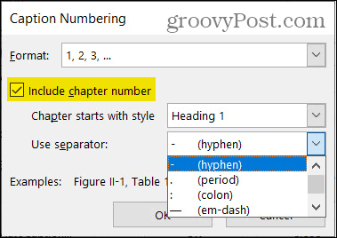 Capítulo de numeración de subtítulos en Word