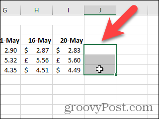 Seleccionar celdas para minigráficos en Excel