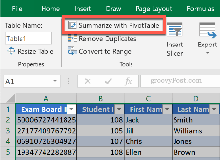 Crear una tabla dinámica a partir de una tabla existente en Excel