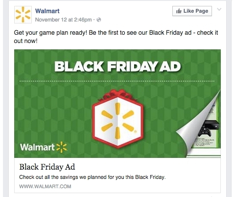 actualización de facebook de walmart