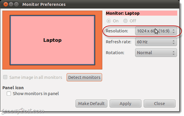 resolución de pantalla de ubuntu