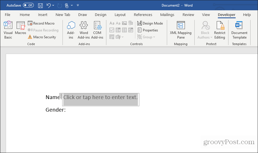 Insertar campo de texto plano en Word