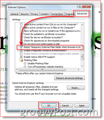 Cómo borrar automáticamente los archivos temporales del navegador IE7 en la imagen de salida