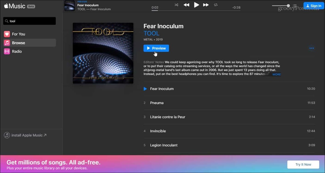 Apple lanza versión web para su servicio Apple Music