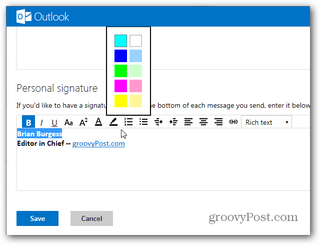 Cómo crear una firma de Outlook.com
