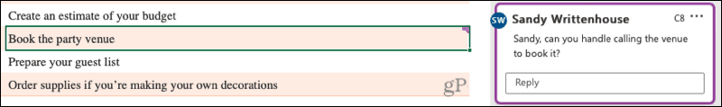 Ver un comentario en Excel en línea