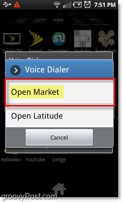 Abra el mercado de aplicaciones de Android por voz en teléfonos Android
