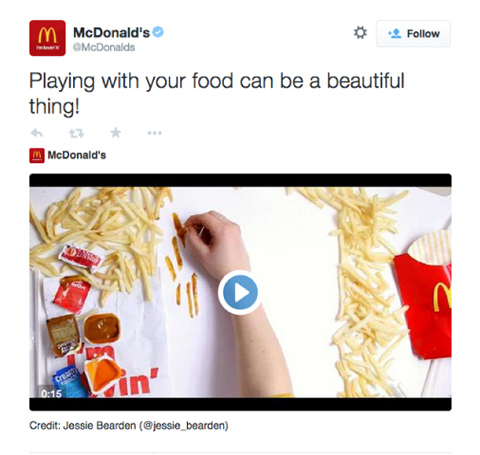 promoción de producto de video de twitter de mcdonalds