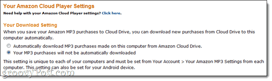 Configuración de Amazon Cloud Player