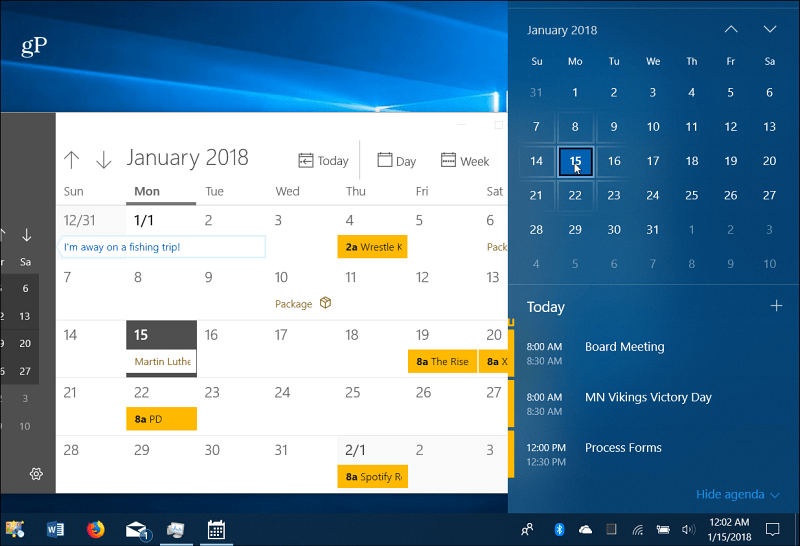 Calendario Eventos Windows 10 Barra de tareas