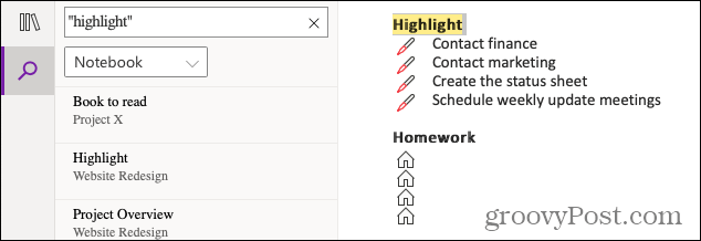 Buscar etiquetas OneNote en línea