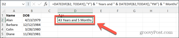 excel resultados de años y meses