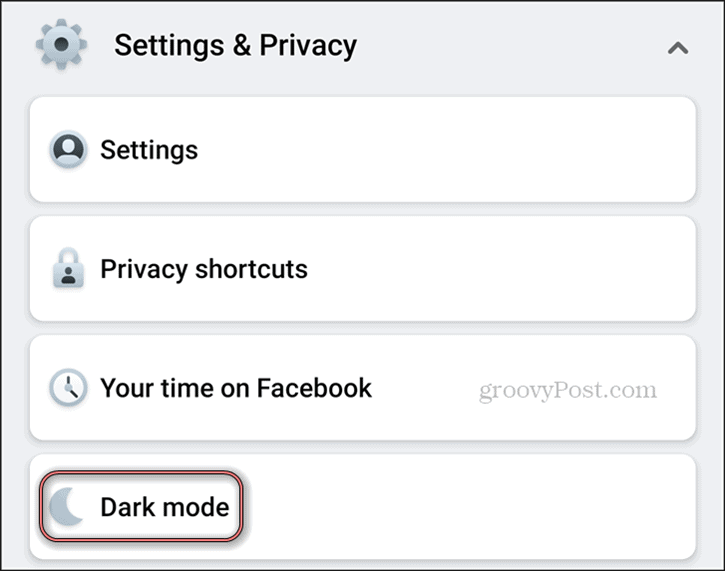 Facebook Modo oscuro Configuración de Android Privacidad Modo oscuro