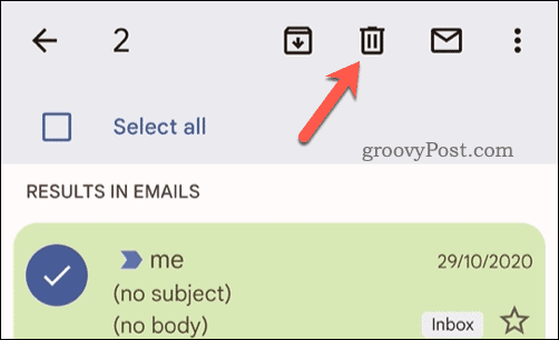 Eliminar correos electrónicos seleccionados en Gmail en el móvil