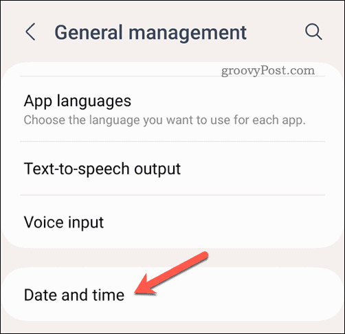 Menú de fecha y hora en Android
