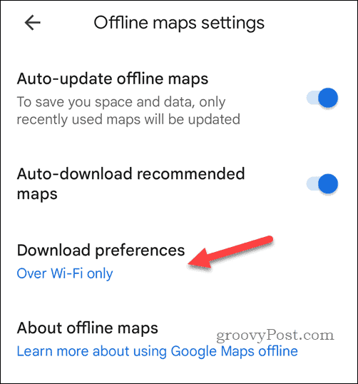 Configuración de descarga de mapas sin conexión de Google Maps