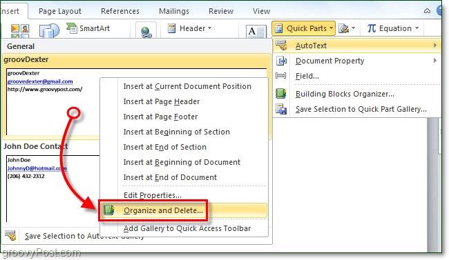 Cómo eliminar entradas de texto automático en Office 2010