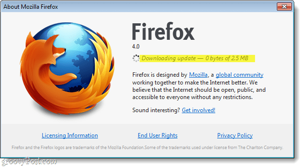 Actualización de descarga de Firefox 4