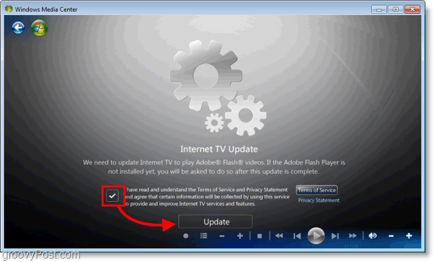 Windows 7 Media Center - instalar la actualización de internet tv